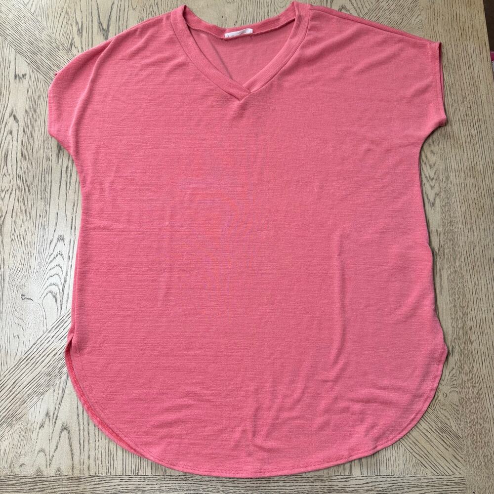 BOMBOM Women’s Large Pink‎ V-neck Short sleeve Tee